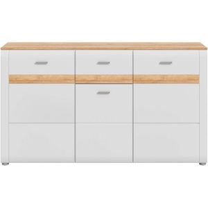 Ashton dressoir 3 deuren, 1 lade mat lichtgrijs,eik decor.