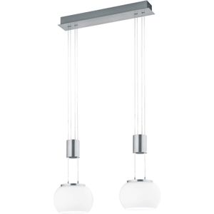 LED Hanglamp - Hangverlichting - Trion Maliba - 16W - 2-lichts - Warm Wit 3000K - Dimbaar - Rechthoek - Mat Nikkel -