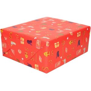25x Inpakpapier/cadeaupapier Sinterklaas print rood - Cadeaupapier