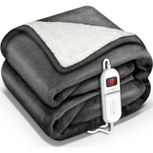 Sinnlein- Elektrische deken met automatische uitschakeling, antraciet, 200 x 180 cm, warmtedeken met 9 temperatuurniv...