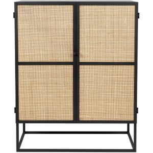 Bjerka kast laag 2-deurs MDF/rattan