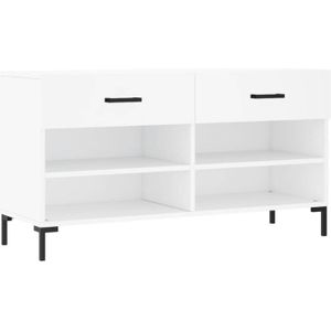 The Living Store Schoenenbank - Trendy en praktische - Meubelen - 102 x 35 x 55 cm - Wit - Duurzaam hout