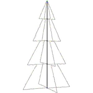 The Living Store Kerstkegelboom 143x250 cm - Meerkleurig - LED-verlichting - 8 lichteffecten