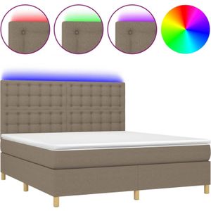 The Living Store Boxspring - LED - 203x180x118/128 - Taupe