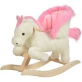 Hobbeldier - Hobbelpaard - Schommelpaard - Schommelstoel voor Kinderen - Speelgoed - wit/roze - 70 x 28 x 57 cm
