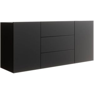 Meubella Dressoir Asilento - Mat zwart - 140 cm
