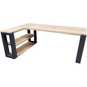 Wood4you - Hoekbureau - New Orleans - steigerhout met zijkastje - 180/120 180/120 Hout - Werkbureau