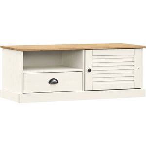 The Living Store VIGO Houten TV-Meubel - 106 x 40 x 40 cm - Massief grenenhout - Wit