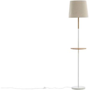Hattman verlichting vloerlamp 36x36x165cm stof beige, wit, hout.