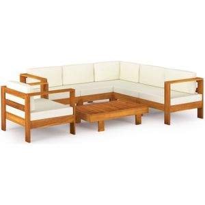 The Living Store loungeset Acaciahout - Tuinmeubelset met kussens - Massief hout - 7-delig