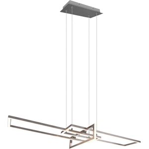 LED Hanglamp - Trion Salana - 34W - Warm Wit 3000K - Dimbaar - Rechthoek - Mat Nikkel - Aluminium