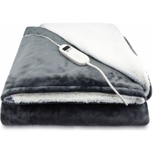Elektrische deken - Afmetingen 200 x 180 cm - 9 warmtestanden - Automatische uitschakeling - XL snoer - Antraciet