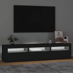 The Living Store Tv-meubel met LED-verlichting 180x35x40 cm zwart - Kast
