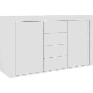 The Living Store Dressoir - Bijzetkast - Afmetingen- 120 x 36 x 69 cm - Kleur- wit - Materiaal- spaanplaat