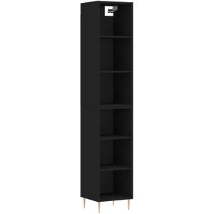vidaXL Hoge kast 34,5x32,5x180 cm bewerkt hout zwart