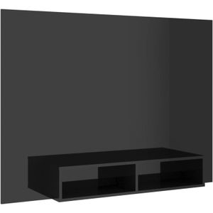 The Living Store TV-wandmeubel - Hifi-kast - Hoogglans zwart - 135 x 23.5 x 90 cm - Spaanplaat