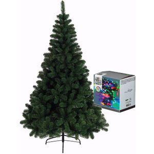 Kerstboom 240 cm incl. kerstverlichting lichtsnoer gekleurd - Kunstkerstboom