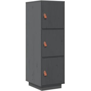 vidaXL Hoge kast 34x40x108,5 cm massief grenenhout grijs