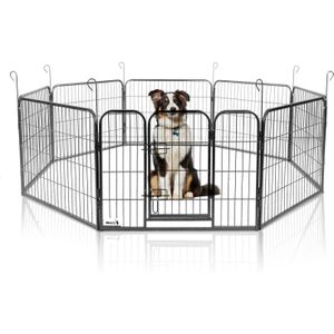 MaxxPet Puppyren - Hondenbench - Hondenren- Puppyren met 8 kennelpanelen - Staal -80 x 60 cm Ø 210 cm