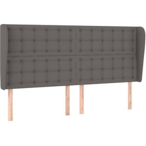 vidaXL Hoofdbord met randen 203x23x118/128 cm kunstleer grijs