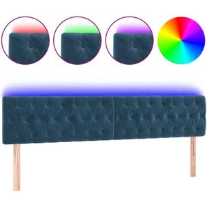 vidaXL Hoofdbord LED 200x7x78/88 cm fluweel donkerblauw