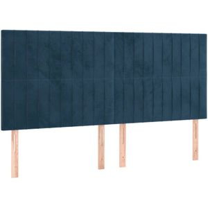 VidaXL Hoofdborden - Set van 4 - 100x5x78/88 cm - Fluweel Donkerblauw