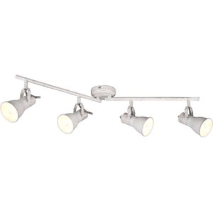 LED Plafondspot - Plafondverlichting - Trion Sanita - E14 Fitting - 4-lichts - Rechthoek - Antiek Wit - Aluminium