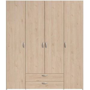 VARIA slaapkamerkast - Spaanplaat - Eiken en wit decor - 4 deuren + 2 laden - L 159,9 cm x D 51,3 cm x H 185 cm