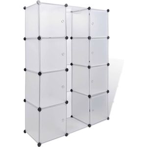 The Living Store Modulaire Kast - Kunststof - Wit - 37x115x150 cm