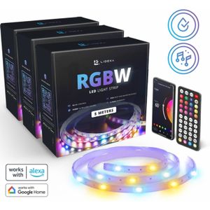 LED Strip 15 (3 sets van 5m) Meter RGB + Wit - Gaming Lichtstrip met App - LED-strips - Verlichting