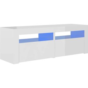 The Living Store TV-meubel - hoogglans wit - 120 x 35 x 40 cm - met RGB LED-verlichting - montage vereist