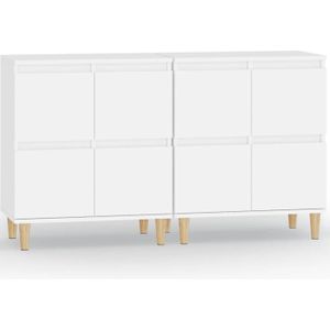 The Living Store Klassieke Dressoir - Wit - 60 x 35 x 70 cm - Duurzaam hout - Voldoende opbergruimte