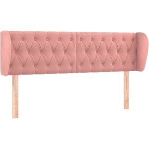 vidaXL Hoofdbord met randen 147x23x78/88 cm fluweel roze