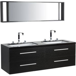 Beliani MALAGA - Badkamerkast met spiegel-Zwart-MDF