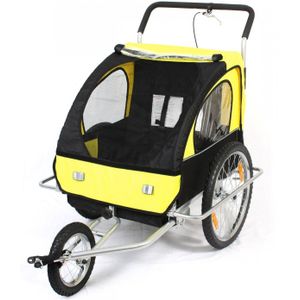 Fietsaanhanger fietskar kinderfietskar jogger in geel/ zwart
