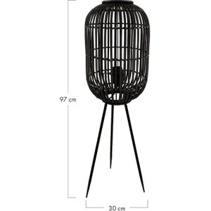 DKNC - Staande lamp Essen - Bamboe - 30x30x97cm - Zwart