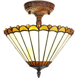 HAES DECO - Plafondlamp Tiffany Ø 29x30 cm E14/max 2x25W