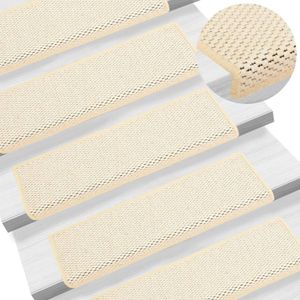 vidaXL Trapmatten zelfklevend 15 st sisal-look 65x21x4 cm crèmekleurig