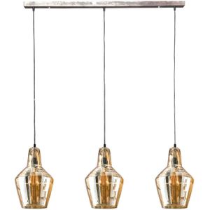 Hoyz - Hanglamp met 3 kegelvormige lampen - Amberkleurig glas - 150cm