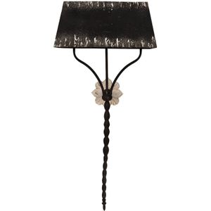 Clayre & Eef Wandlamp 124 cm Zwart Ijzer Muurlamp Zwart Muurlamp