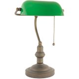 HAES DECO - Bureaulamp Groen, Bruin Ø 27x40 cm E27/max 1x60W