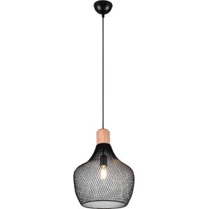 LED Hanglamp - Hangverlichting - Trion Jenna XL - E27 Fitting - 1-lichts - Rond - Mat Zwart - Aluminium