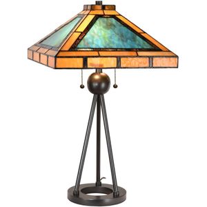 Clayre & Eef Groene Tafellamp Tiffany 61*61*73 cm E27/max 2*60W 5LL-6164