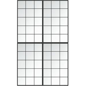 The Living Store Wandspiegel - Vierkant - Set van 4 - 100 x 60 cm - Zwart frame