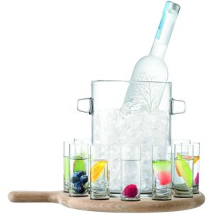 L.S.A. - Paddle Wodka Set met Serveerplank en Ijsemmer Set van 13 Stuks - Glas - Transparant