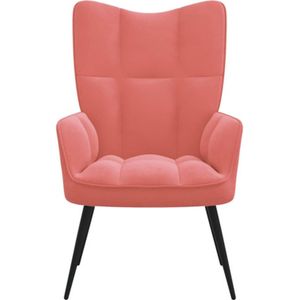 The Living Store Relaxstoel - Fluweel - Roze - 61 x 70 x 96.5 cm - Stevig en comfortabel