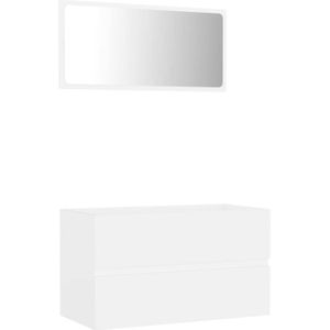 The Living Store Badkamermeubelset - - Afmetingen- 80 x 38.5 x 45 cm - Kleur- wit - Materiaal- spaanplaat en acryl