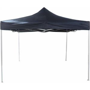 Partytent easy up 3 x 3 - harmonica frame - 420D Oxford zwart tentdoek met PVC coating