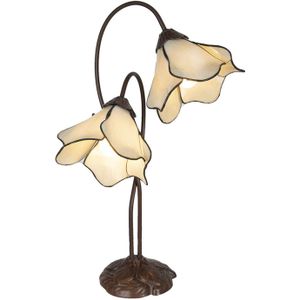 HAES DECO - Tiffany Tafellamp Creme 41x23x57 cm Fitting E27 / Lamp max 2x40W