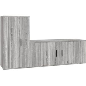 The Living Store TV-meubelset - grijs sonoma eiken - 100 x 34.5 x 40 cm en 40 x 34.5 x 80 cm